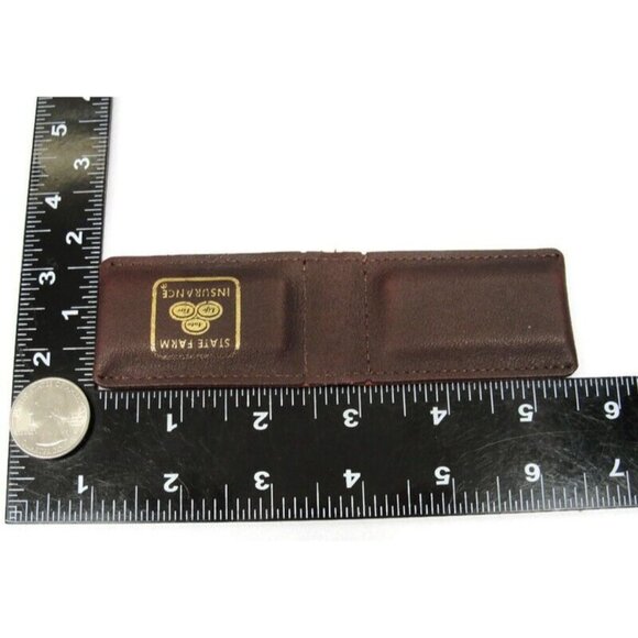 Vintage Leather Money Clip Sate Farm Insurance Men Wallet ID Credit Card Holder - Picture 7 of 8